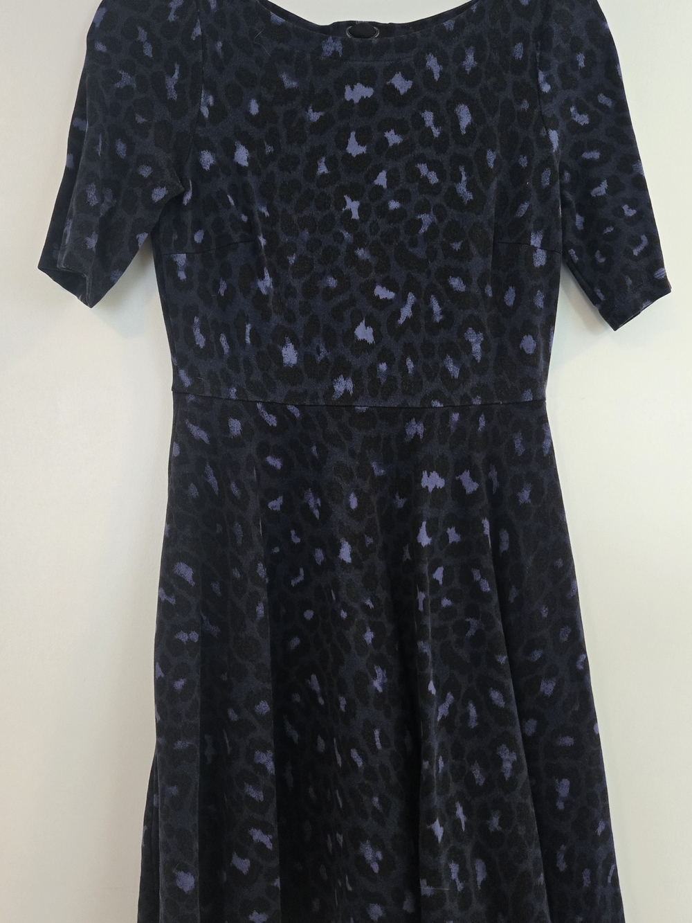 kate spade Navy and Lilac Leopard-Print Fit & Flare Mini